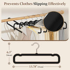 Velvet Felt Pants Hangers 30 Pack, with Cascading Hooks (Black) - Image 2