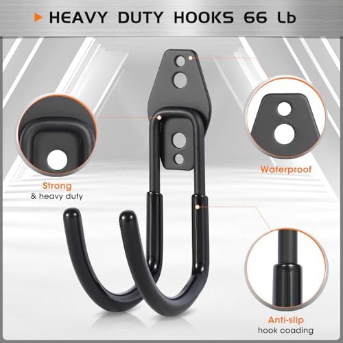 Garage Tool Hooks Wall Mount, 6 Pack Heavy Duty Storage Hooks for Garden Tools, Wall Hooks for Garden Hoses, Brooms, Ladders, Garage Storage and Organization Accessories - Image 4