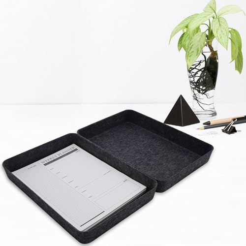 Welaxy 2pc Office desk drawer organizer tray documents Storage bin Charcoal - Image 2