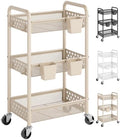 3 Tier Heavy Duty Metal Rolling Utility Cart Organizer with Wheels, Beige by Unknown
