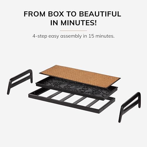 Anji Mountain Heavy Duty Waterproof Wooden Shoe Storage Mat Organizer/Boot Storage Tray Multi Use for Entryway with Coir, Tan and Black Diamond Insert, 1 Tier, Fits 3 Pair (36.5" Wide) - Image 6