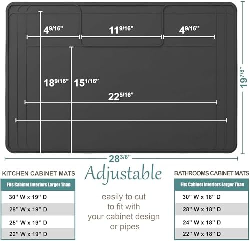 The Original Under Sink Mat - Adjustable Silicone mat, Waterproof Under The Sink Bathroom Vanity Mat - 28" x 19" or smaller - Image 2