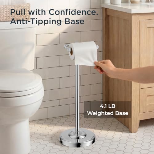 FORIOUS Toilet Paper Holder Stand, Vintage FreeStanding Tissue Roll Holder - Image 2