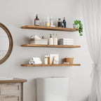 RALGEND Floating Shelves for Wall, 39.4" Long Wall Shelf Set of 3 with Invisible Bracket, 1.5" Thick Hanging Shelves Farmhouse Home Decor for Bathroom, Living Room, Bedroom Rustic Brown 10301BJP3BF - Image 2