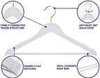 Amber Home 20 Pack White Wooden Coat Hangers with Gold Hook, Suit Hangers - Image 3