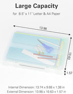 Denkee Large Paper Storage Box, 4 Pack Plastic Scrapbook Paper Storage Organizer with Handle for A4, 8.5 x 11 US Letter, Portable File Document Case, Board Game Storage - Image 2