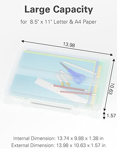 Denkee Large Paper Storage Box, 4 Pack Plastic Scrapbook Paper Storage Organizer with Handle for A4, 8.5 x 11 US Letter, Portable File Document Case, Board Game Storage - Image 2