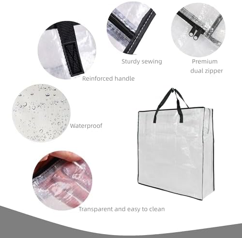 6 Pack Clear Storage Bags with Zipper and Handles, Blanket Bags For Closet Storage, Moving and Packing Supplies for College, Underbed Storage Organizer for Clothes Pillow Bedding Christmas Wreath - Image 3