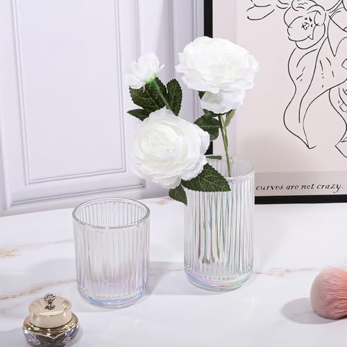 DASITON Makeup Brush Holder Organizer, Crystal Glass Makeup Brushes Storage Holder, Vintage Make Up Brush Cup for Vanity, Pen Pencil Holder for Desk, Toothbrush Holders for Bathroom (Colorful SL) - Image 3
