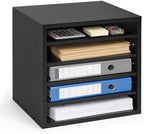 VEVOR Literature Organizer, 5 Compartments Office Mailbox with Adjustable Shelves, Wooden Mailbox Sorter with MDF, Countertop Office Home Classroom Storage Organizer for File, Document, Paper, Black by VEVOR