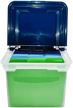 Advantus Extra Capacity 23-Inch File Tote, Letter Size, Clear Base/Navy Lid, Case of 4 (55797CT) - Image 2