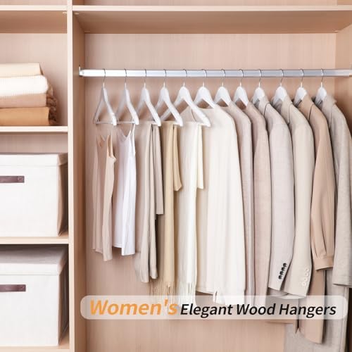 Amazon Basics Durable Wooden Clothes Hangers,White,(Pack of 80) - Image 5
