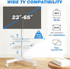 Rfiver Mobile TV Stand for 23-65 Inch Flat/Curved TVs up to 88 lbs White - Image 2