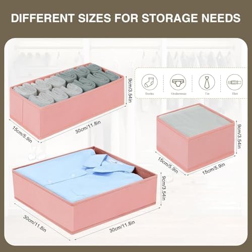 DIMJ Drawer Organizer for Clothing, 18 Pack Fabric Drawer Organizer Bins, Foldable Sock Organizer for Drawer, Dresser Organizer for Clothes, Socks, Bra, Tie - Image 5