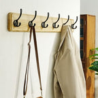Dseap Coat Rack Wall: 24" Long, Patented, Heavy-Duty, 6-Double-Hooks Wooden Wall Mounted Coat Rack Coat Hanger Hook Rail for Winter Coats Hat Jacket Clothing, Light Brown - Image 6