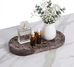 Dark Emperador Marble Vanity Tray for Bathroom Counter, 10"x5" Decorative Tray for Perfume, Candles, Stone Jewelry Dish Tray by Casacouture