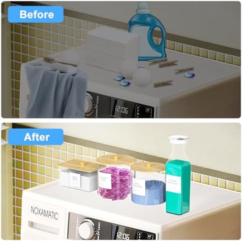 3+1 Pack Laundry Pods Containers & Dryer Sheet Holder & Laundry Detergent Dispenser, Laundry Room Organization and Storage Jars with Lids, Labels and Scoops for Scent Booster, Powder, Pods - Image 3