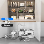 Mustorn Pots and Pans Organizer Under Cabinet, Expandable 2 Tier Under Sink Organizers and Storage Adjustable Height Kitchen Pot and Pan Lid Holder Rack with 6 Dividers(6panels,1 Pot rack, Black) - Image 3