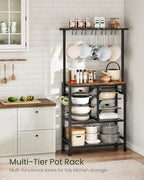 CHOEZON Pots and Pans Organizer Rack, Kitchen Bakers Rack, Multi-Tier Storage Shelf, Kitchen Island Table, Cooking Rack with Pots and Pans Storage, Rustic Brown and Black TPR60BF - Image 4