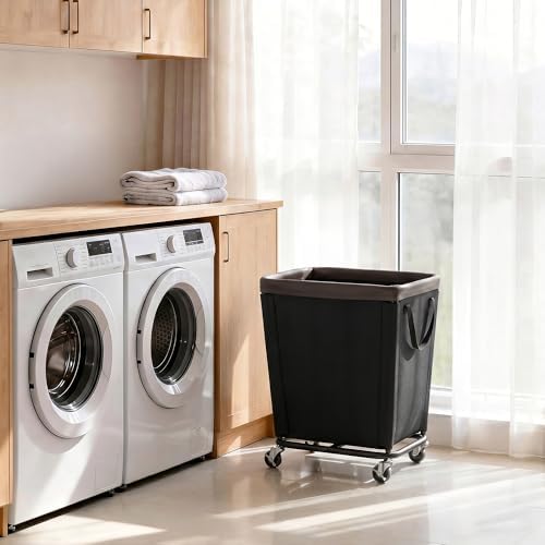 StorageWorks Laundry Hamper with Wheels, 210L Rolling Black Basket - Image 5
