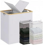 efluky Double Laundry Hamper with Lid and 2 Removable Bags, Light Grey by efluky