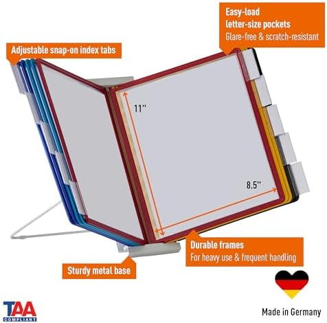 Durable Instaview20 Pocket Expandable Desktop Reference System - Letter Size 10 Double-Sided Panels - Assorted Color Borders (Pack of 10) - Image 2