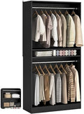 Unikito 3FT Closet System with 2 Hanging Rods & Adjustable Shelves, Black by Unikito