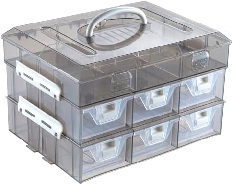 MyGift Smoke Gray Craft Storage Organizer Case, 24 Compartments & 6 Drawers by MyGiftHome