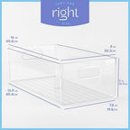 Plastic Food Storage 6 Pack Clear Container Bin with Handles for Organizing Kitchen, Pantry, Refrigerator, Freezer, Pantry, Cabinet, Closet, Bathroom. 16”x8”x5” - Image 3