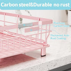 Dish Drying Rack for Kitchen Counter,12.8" W x 16.9" L,Pink - Image 3