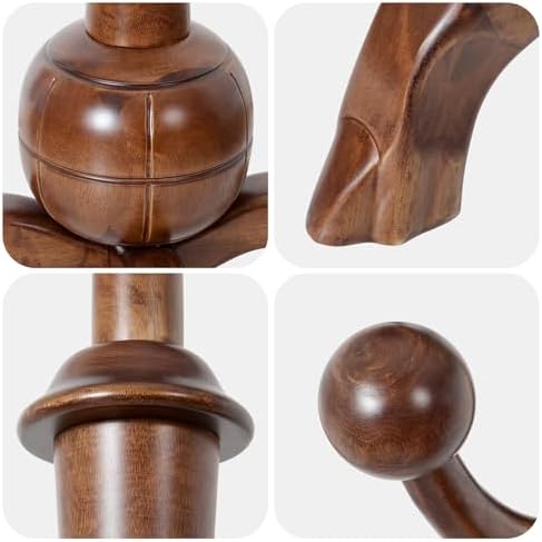 Bekrvio Coat Rack Freestanding Wood Coat Tree Rack with 8 Hooks, Walnut - Image 3