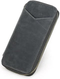 Top Grain Genuine Leather 4 Fountain Pen/Pencil Case Pouch, Handmade Minimalist Design, Zipper Closure with Multi-Function & Slots, Gift Choice for Man/Woman/Office, Matte Grey, 4 Slots by CataPurusLeatherCrafts