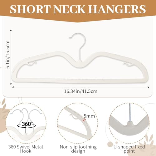 LemonRoad 36 Pack Short Neck Hangers Plastic Non-Slip, White - Image 2