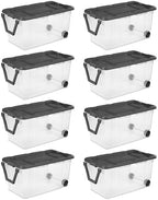Sterilite 8-Pack Modular Stacker Box, Durable Clear Plastic Storage Bins with Latching Lids, 40 Quart - Stackable Organizing Container Boxes for Closet, Bathroom, and Office - Image 5