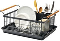 YAMAZAKI Home Dish Drying Rack – Modern Black Dish Rack for Kitchen Counter with Removable Drainer Tray and Cutlery Holder, Steel + Wood Dish Drying Organizer, Small Space-Saving Design by Unknown