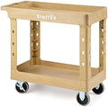 ELAFROS 2-Tier Heavy Duty Rolling Cart, 34 x 17 in, 2 Fixed 2 Swivel, Sand by ELAFROS