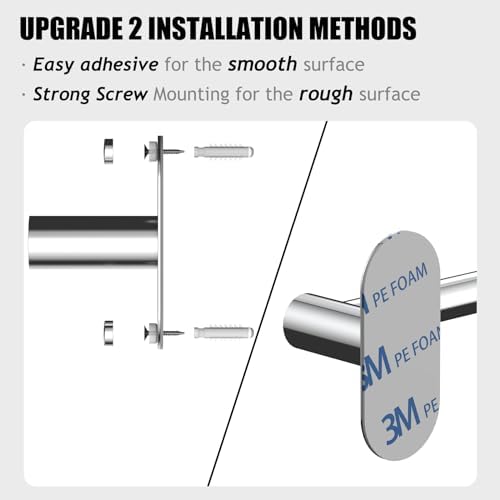 Towel Bar, Adhesive or Drill Wall Mount, Chrome, 3 Pack - Image 4
