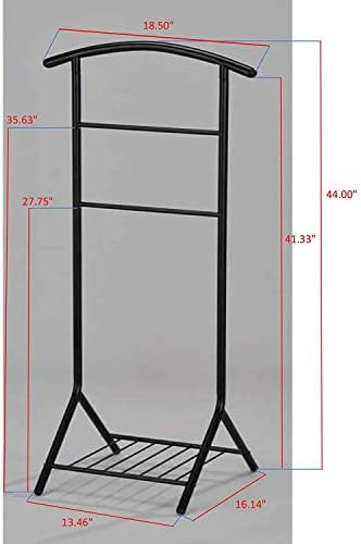 Kings Brand Metal Suit Valet Stand with Shoe Shelf & Hanger, Black - Image 5
