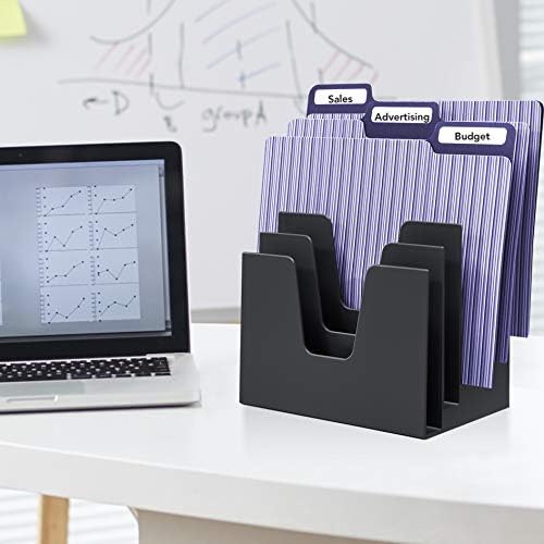 Acrimet 5 Section Incline File Sorter Organizer, Desktop Mail Holder, Black - Image 2