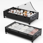 KITHELP Wooden Under Bed Storage with Wheels, Rolling Under the Bed Storage Bins with Removable Lid, Metal Under Bed Drawers for Clothes and Shoes in Bedroom or Living Room(Black Wood-2pack) by KITHELP