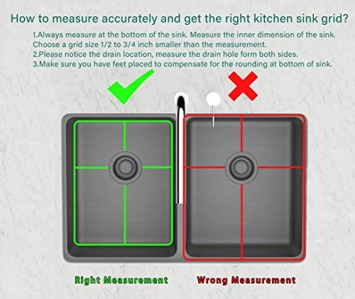 SANNO Kitchen Sink Protectors,Sink Grid with Rear Drain Hole, Double Sink Rack, 16.14"*13",Stainless Steel - Image 3