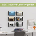 EasyPAG 6 Pack Wall File Organizer, Metal Mesh Hanging File Folder Holder for Letter/A4 Size Folders, Vertical Wall Mount Mail Sorter for Office Paperwork, Classroom, Black - Image 3