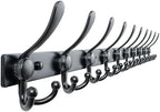 Dseap Coat Rack Wall Mount 37 Inch, Heavy Duty 12-Gauge Base vs Flimsy 1mm, Double-Thick Solid Anti-Snap Hooks, 16” Stud-Mount, Stainless Steel 10-Hook Hanger for Closet Entryway, Black by Dseap