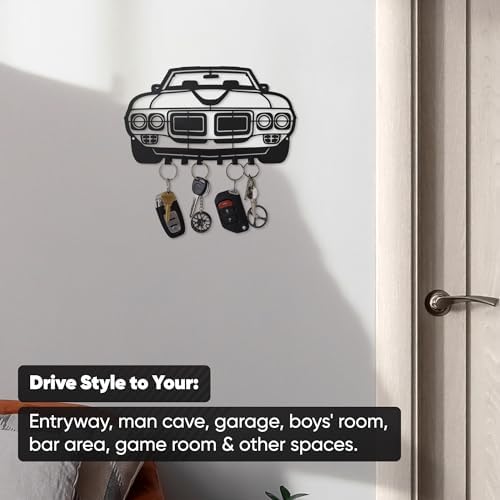 MOOH Metal Car Key Holder with 6 Hooks - Unique Wall Mounted Car Lovers Gifts for Men & Women - Cool Man Cave Decor - Image 5