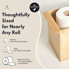 Bamboo Toilet Paper Holder & Bathroom Organizer by Alder Row, Freestanding Toilet Tissue Holder, Modern & Minimalistic Bathroom Storage Solution - Image 3