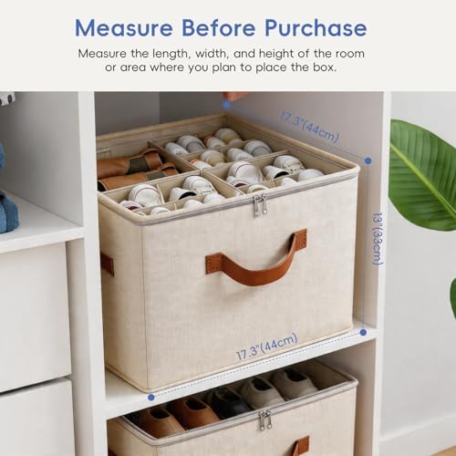 Shoe Storage Organizer 3 Pack with Clear Cover and Adjustable Dividers – Fabric Shoe Organizer for Closet Fits 24-48 Pairs, Space-Saving Shoe Organizer Box, Dustproof & Reinforced - Image 3