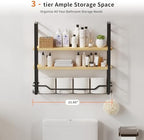 Bathroom Shelves Over Toilet Storage - 3 Tier Large Wall Mounted Shelves for Bathroom - Over Toilet Organizer - Adjustable Stand Shelf Rack for Kitchen Living Room - Black Oak - Image 3