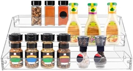 PMMASTO 3-Tier Clear Acrylic Spice Rack Organizer for Cabinet Countertop by PMMASTO
