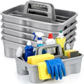 Wesiti 6 Pcs Cleaning Caddy with Handle Large Plastic Housekeeping Shower Basket Cleaning Supplies Organizer for Spray Bottles Brush Home Bathroom Office (Gray) by Unteilti