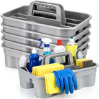 Wesiti 6 Pcs Cleaning Caddy with Handle Large Plastic Housekeeping Shower Basket Cleaning Supplies Organizer for Spray Bottles Brush Home Bathroom Office (Gray) by Unteilti